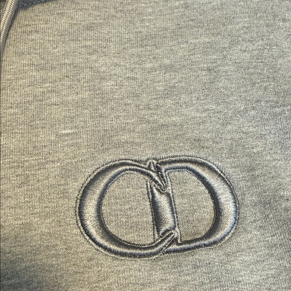 Dior Light Gray Hoodie with Embroidered Logo - Picture 3 of 5